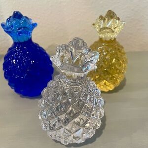 Set of Three Decorative Glass Pineapples